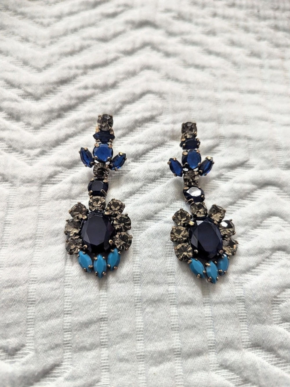 J.CREW Statement Blue & Gold Earrings In